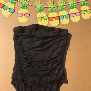 NWT BLACK RUCHED TUBE TOP BODY SUIT size l